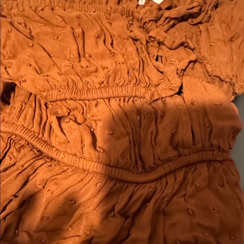 Rust Orange Textured Dress off the shoulder mini dress